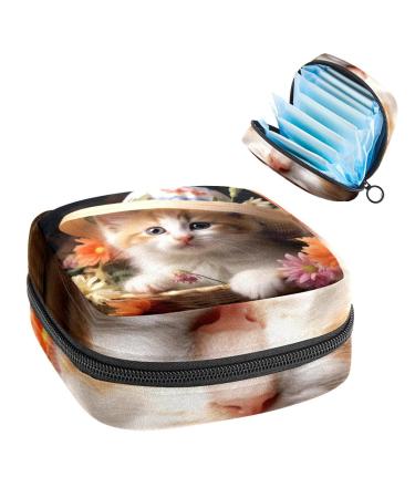 Period Bag Sanitary Napkin Storage Bag Cute Cat Flower Hat Tampon Holder for Purse A57l0ab8idw