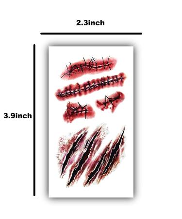 10pcs Realistic Fake Bloody Wound Stitch Scar Waterproof Temporary Tattoo Sticker Halloween Makeup Props - Buy Online on GoSupps.com