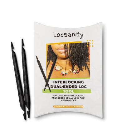 Locsanity Interlocking Tool for Locs - Dual-Ended Metal Dreadlock Crochet Needle - Sisterlock Retightening Tool Loc Maintenance - Hair Styling Dreads Microlocks Small/Medium Locs Double Pack