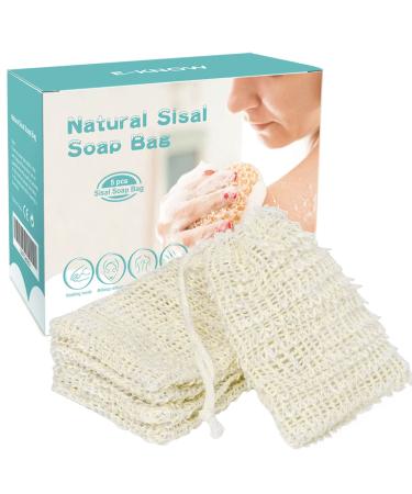 E-Know Soap Bag 5 Pack Natural Sisal Soap Saver Zero Waste Plastic-free Soap Net Foaming and Drying The Soap Massage Peeling