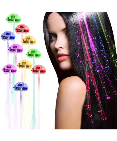 Acooe 10 Pack flashing led light up toys Optics led hair lights, flashing led Light Up Toys, Barrettes for Party, Bar Dancing Hairpin, light up hair accessories 10 Count (Pack of 1)