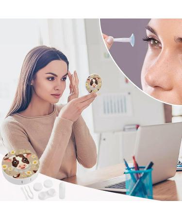 Cute Cows Daisy Flowers Contact Lens Case with Mirror | Portable Eye Lens Box Travel Kit - Buy Online on GoSupps.com