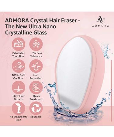 ADMORA Crystal Hair Remover - Nano Crystal Exfoliation Tool for Painless Hair Removal, Men & Women - Fast, Easy & Gentle Stone for Silky Smooth Skin - Pink - Buy Online on GoSupps.com