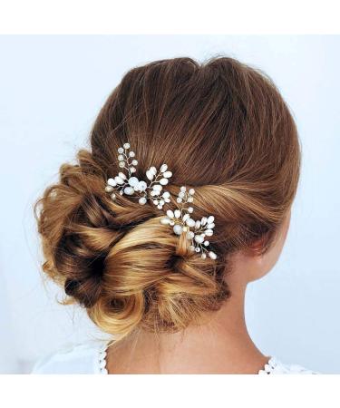 Fairvir Silver Crystal Hairpins for Brides - Sparkling Rhinestone & Pearl Hair Accessories (Set of 2) - Buy Online on GoSupps.com