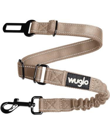 38-95cm Wuglo dog belt for the car - dogs buckle with an elastic belt - durable & safe car safety belt clip - universal dog straps (beige) beige_