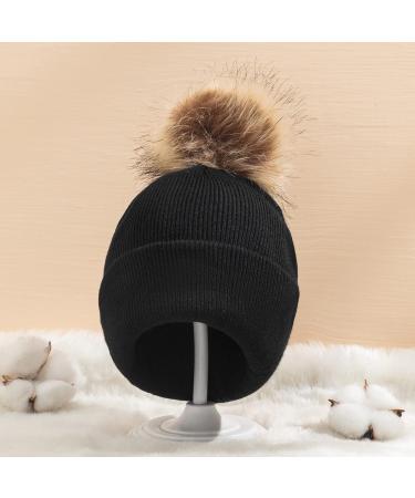 Shop Black Fleece Winter Hat for Toddlers (2-6 Years) | Warm Soft & Cozy Thermo Neck Warmer & Ear Protector - Buy Online on GoSupps.com