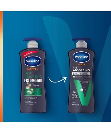 Vaseline Men's Healing Moisture Hand & Body Lotion - 20.3 oz Pack of 3 | Fast Absorbing Non-Greasy Formula for Dry or Cracked Skin - Buy Online on GoSupps.com