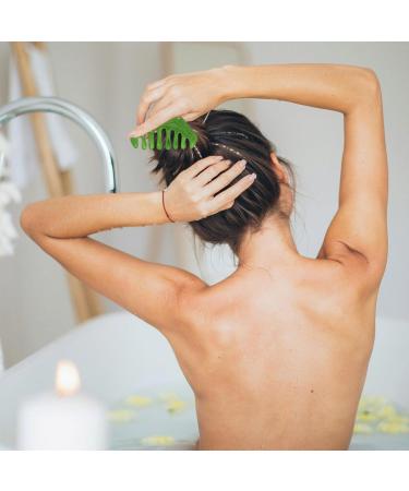 Clispeed Jade Gua Sha Comb Set - 2pcs Wide Tooth Manual Scalp Massager for Relaxation & Hair Care | International Shipping - Buy Online on GoSupps.com