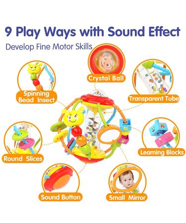 Baby Rattle Ball - Infant Toys 0-12 Months with Mirror Spinner Beads and Shaker, Perfect Birthday and Christmas Gift for Baby Girl or Boy - Buy Online on GoSupps.com