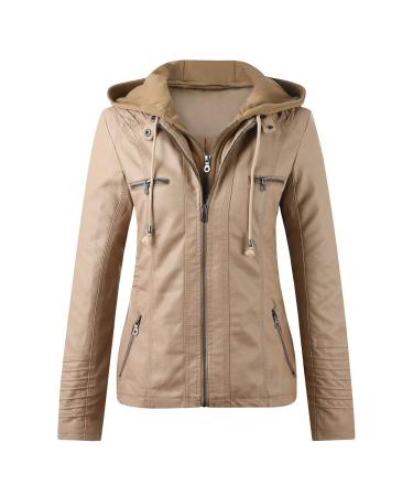 Hehiy Femmes Cuir Blouson Aviateur Collier Amovible Style de l'Arm e de l'Air noir blouson jacket women red leather blazer women pilot jacket women S/m/l/xl/5xl l khaki