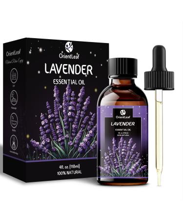 ORIENTLEAF Lavender Essential Oil with Dropper Pure and Natural Organic Lavender Essential Oil for Skin Massage Aromatherapy DIY Care 4.0 Fl Oz