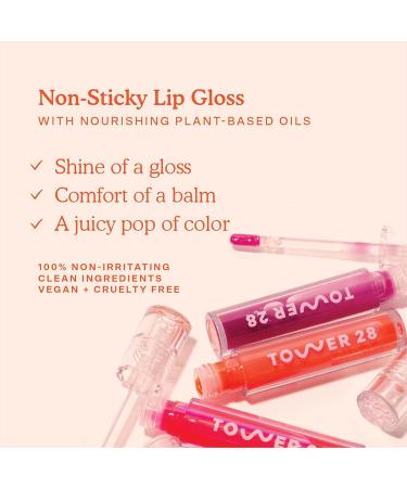 Tower 28 ShineOn Almond Milky Lip Jelly - Vegan Lip Gloss | Moisturizing Formula with Apricot & Raspberry Seed Oil | Clean & Cruelty-Free - Buy Online on GoSupps.com