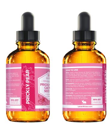 Leven Rose 100% Pure Organic Prickly Pear Cactus Seed Oil - 1 oz | Cold Pressed, Extra Virgin, All Natural Moisturizer for Face, Dry Skin, Body & Hair - Buy Online on GoSupps.com