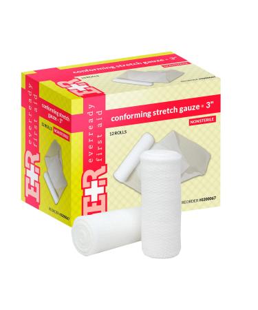 Ever Ready First Aid Conforming Gauze Roll Bandage Non Sterile Box of 12-3 inch 3 - Buy Online on GoSupps.com