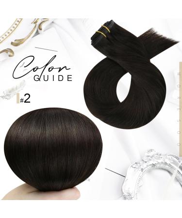 Moresoo Seamless Clip in Human Hair Extensions Darkest Brown #2 - 18 Inch Remy Hair 120g 7pcs - Buy Online on GoSupps.com