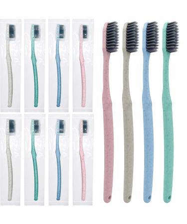 Boyizupha 18 Pack Bulk Travel Toothbrushes Individually Wrapped with Covers Caps for Toiletries Dental Office Guests Hotels Giveaways-Medium Soft 18 Count( Pack of 1)