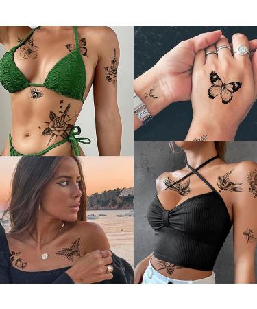 Large Black Tattoos for Women - Butterfly, Snake, Bee, Swallow, Scorpion - 8 Sheets - Realistic Adult Classic Design - Perfect for Night Party and Theme Decoration - Tattoo Art Gift - Buy Online on GoSupps.com
