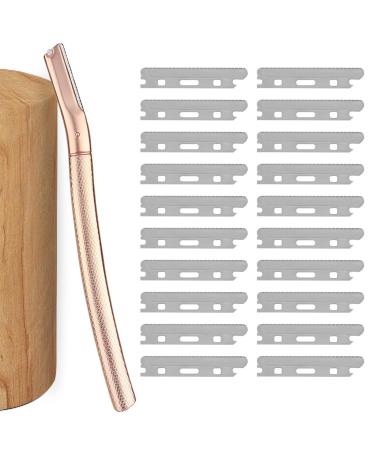 Ctdmj eyebrow razor rose gold facial razor women with 20 pieces of razor blades eyebrow knives dermaplaning face face hair remover for women face razor woman eye brow knife