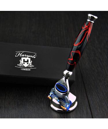 Haryali London 5 Edge Compatible Razor Beard and Mustache Razor with Shaving Stand Perfect Shaving Kit