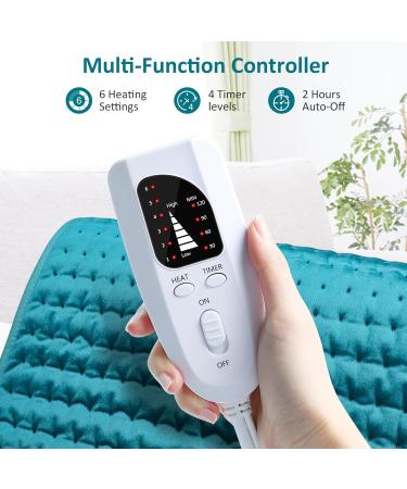 BESIGILA Electric Heating pad Cramps and Arthritis Relief 6 Fast Heating Settings Auto-Off Machine Washable - Blue Grey - 17 x 33  - Buy Online on GoSupps.com