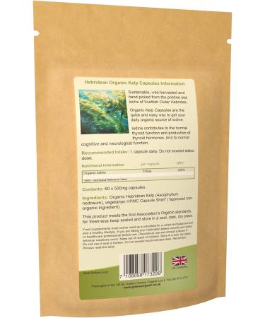 Golden Greens Organic Hebridean Kelp Capsules 60 x 500mg - Natural Source of Iodine for Thyroid Support - Buy Online on GoSupps.com
