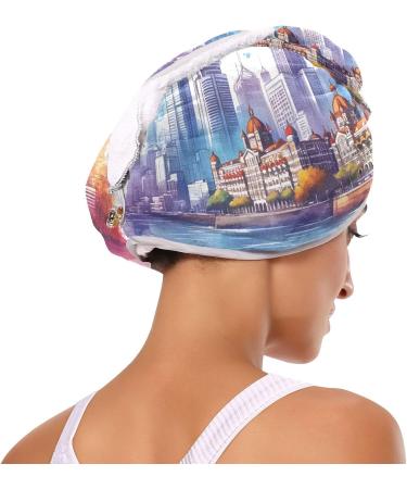 Buy Mumbai Skyline Watercolor Hair Towel 2 Pack | Super Absorbent Quick Dry Turbans for Women & Girls - International Shipping - Buy Online on GoSupps.com