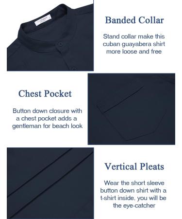 COOFANDY Men's Cuban Guayabera Shirt - Navy Blue, X-Large - Buy Online on GoSupps.com