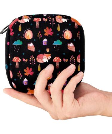 Stylish Menstruation Pad Bag with Zipper | Cute Fuchs Fungus Pumpkin Pattern | Perfect for Tampons & Women's Napkins | Travel-Friendly & Practical - Buy Online on GoSupps.com