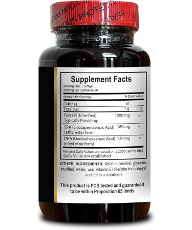 Fish Oil Premium - Omega 3 Supplement with Antioxidants Fish Oil Omega-3 softgels Fish Oil for Memory Focus Support 1 Bottle 60 Capsules - Buy Online on GoSupps.com