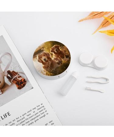 Portable Contact Lens Case featuring Two Golden Retrievers | Travel Essential & Storage Box - Buy Online on GoSupps.com