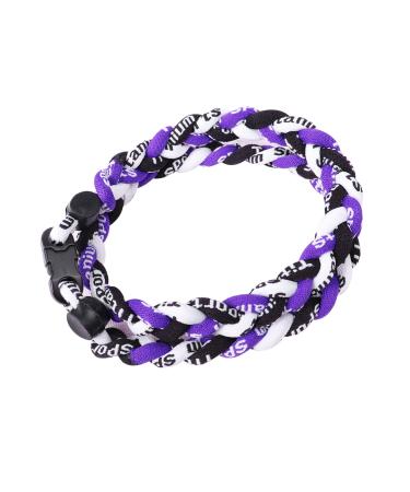 MapofBeauty 22 Inch 3 Rope Sport Ropes Nylon Braided Rope Three Color Necklace Black/White/Purple
