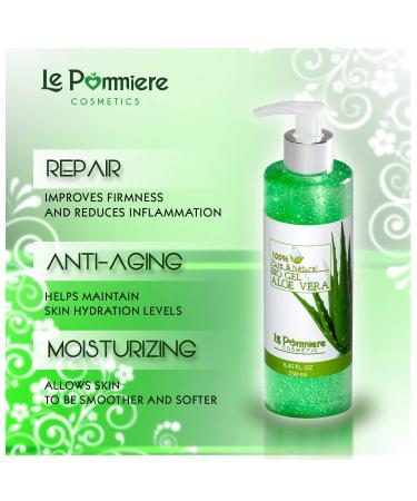 Le Pommiere Bio Gel Aloe Vera 250ml - 100% Pure Natural Moisture Cream for Sunburn Repair Soothing Shaved Skin & Insect Bites - Ideal for Face & Body - Buy Online on GoSupps.com