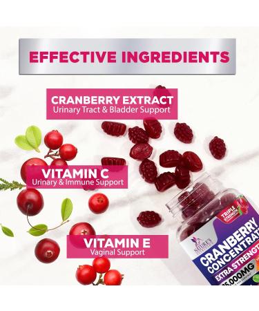 Cranberry Gummies 500mg - 50:1 Cranberry Extract Urinary Tract Support Made with 25 000mg Helps Cleanse & Protect Cran Berry Gummy Supplement + Vitamin C Chewable Cran for Women - 120 Gummies 120 Count (Pack of 1) - Buy Online on GoSupps.com
