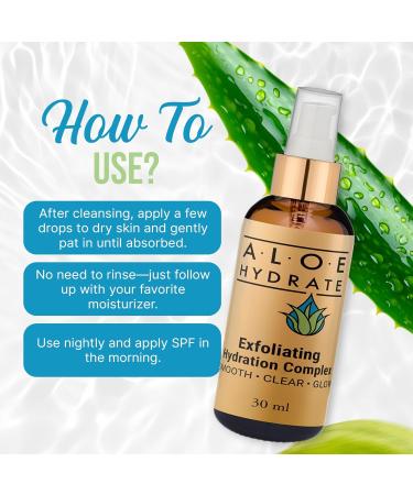 AloeHydrate Exfoliating Hydration Serum - Smoother Brighter & Clearer Skin. Gentle AHA Ceramide Zinc Hyaluronic acid Aloe & Prebiotics for Healthy Glowing Skin - Buy Online on GoSupps.com