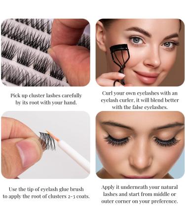 DIY False Eyelashes 45 Cluster Lashes | C Curl Reusable Soft Individual Lashes | Natural Look with Clear Glue | Strong Hold 10-16MM | Fluffy and Reusable - DM01-Natural - Buy Online on GoSupps.com