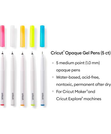 Cricut Opaque Gel Pens Set of 5 - Medium Point 1.0mm Assorted Colors - for Cricut Maker and Explore Machines - Adds Pop to Dark Paper - 5 Count - Buy Online on GoSupps.com