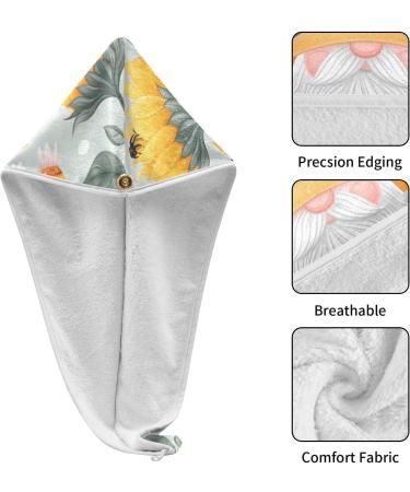 Sunflowers Bees Gnomes Hair Towel 2 Pack - Super Absorbent Quick Dry Turbans for Women & Girls - Buy Online on GoSupps.com