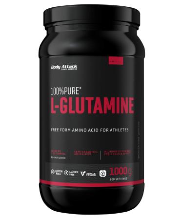 Body Attack 100% Pure L -Glutamine - 1000g - Made in Germany - Micronized High -dose L -Glutamine powder vegan gluten -free laboratory -tested product of the Cologne list without genetic engineering or additives 1 kg (1 Pack) - Buy Online on GoSupps.com