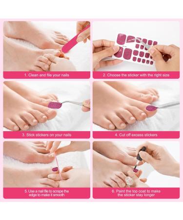 JSRQT 12 Sheets Toe Nail Polish Stickers Solid Colors Glitter Full Wraps Self Adhesive Toe Nail Tip Red Pink Purple Toenails Stickers with Nail File Toe Nails Polish Strips Stickers DIY Nail Decor Art - Buy Online on GoSupps.com