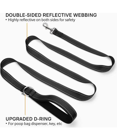 Joytale Reflective Dog Leash - Padded Handle Nylon Leash for Walking & Training - 6FT/5FT/4FT - For Large, Medium, Small Dogs - Black - Buy Online on GoSupps.com