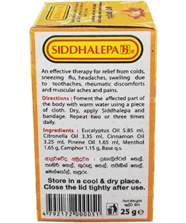 Siddhalepa Ayurveda Herbal Balm (25g) - Natural Relief for Pain & Discomfort | International Shipping - Buy Online on GoSupps.com