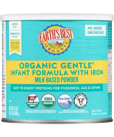 Earth's Best Organic Gentle Infant Powder Formula with Iron, Easy To Digest Proteins, 21 oz