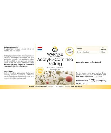 Acetyl-L-Carnitine Capsules 750mg High-Dose Vegan 120 Capsules | Warnke Vitalstoffe - Buy Online on GoSupps.com