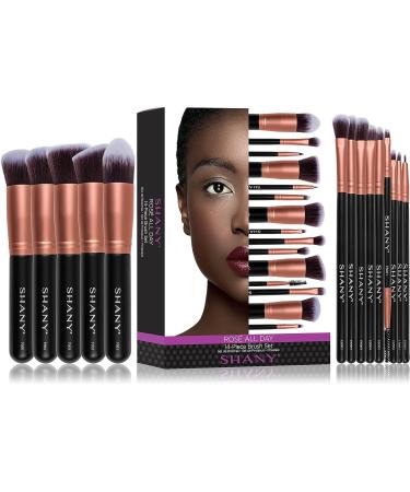 SHANY Rose All Day 14-Piece Makeup Brush Set - Kabuki Brushes for Foundation Powder Concealers & Eyeshadows - Premium Rose Gold Finish - Buy Online on GoSupps.com