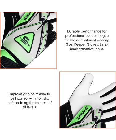 Premium Black/Green Football Goalkeeper Gloves for Boys & Adults - Non-Slip Palm & Finger Support for Ages 6-9 - Buy Online on GoSupps.com