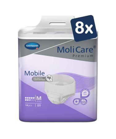 Molicare Premium Mobile disposable pants: discrete use in incontinence for women and men 8 drops size.M (80-120 cm hip circumference) 8x14 pieces m (1 Pack)