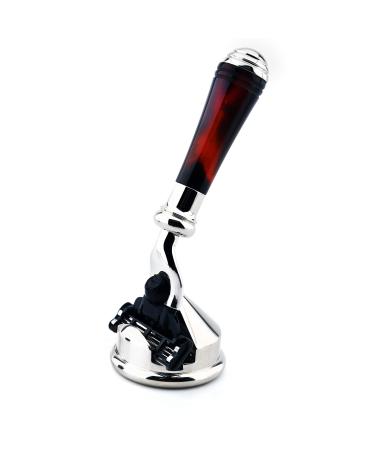 Razor with turtle effect with 1 triple blade easily interchangeable with mini handle and bracket made of stainless steel ideal as a gift.