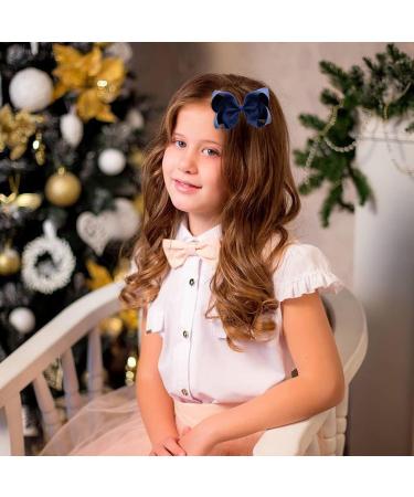 JUNRU Pair of Girls Navy Ribbon Style Bow Hair Beak Clips Slides - Buy Online on GoSupps.com