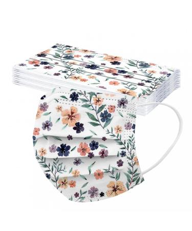 Lulupi 10 pieces of one-way adult mouth protection flowers mouth and nose protection flower motif Elegant breathable base activity bandana mask neckerchief for women o-02