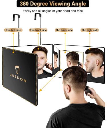 3 Way Mirror for Self Hair Cutting - 360 Trifold Barber Mirrors | 3 Sided Makeup Mirror for Hair Coloring, Braiding, DIY Haircuts - Perfect Gift for Men & Women | Black (Without LED) - Buy Online on GoSupps.com